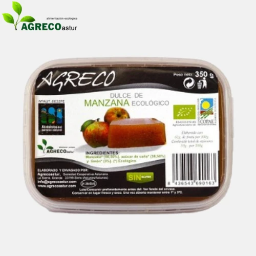dulce de manzana ecologico de 350g proveniente de asturias sin gluten